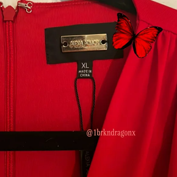 NWT Rose Red Ruched Long Sleeve Dress Red Mini Cocktail Party Evening Ruffle - Picture 5 of 15